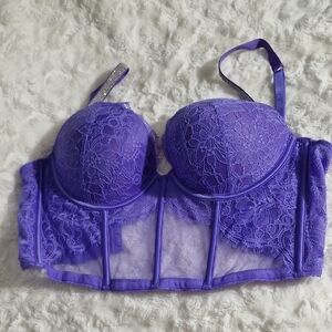 Victoria's Secret Elegant Purple Lace Bustier Bra